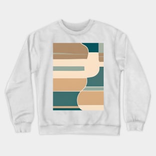 Retro Mid Century Modern Teal Beige Geometric Minimalist Crewneck Sweatshirt